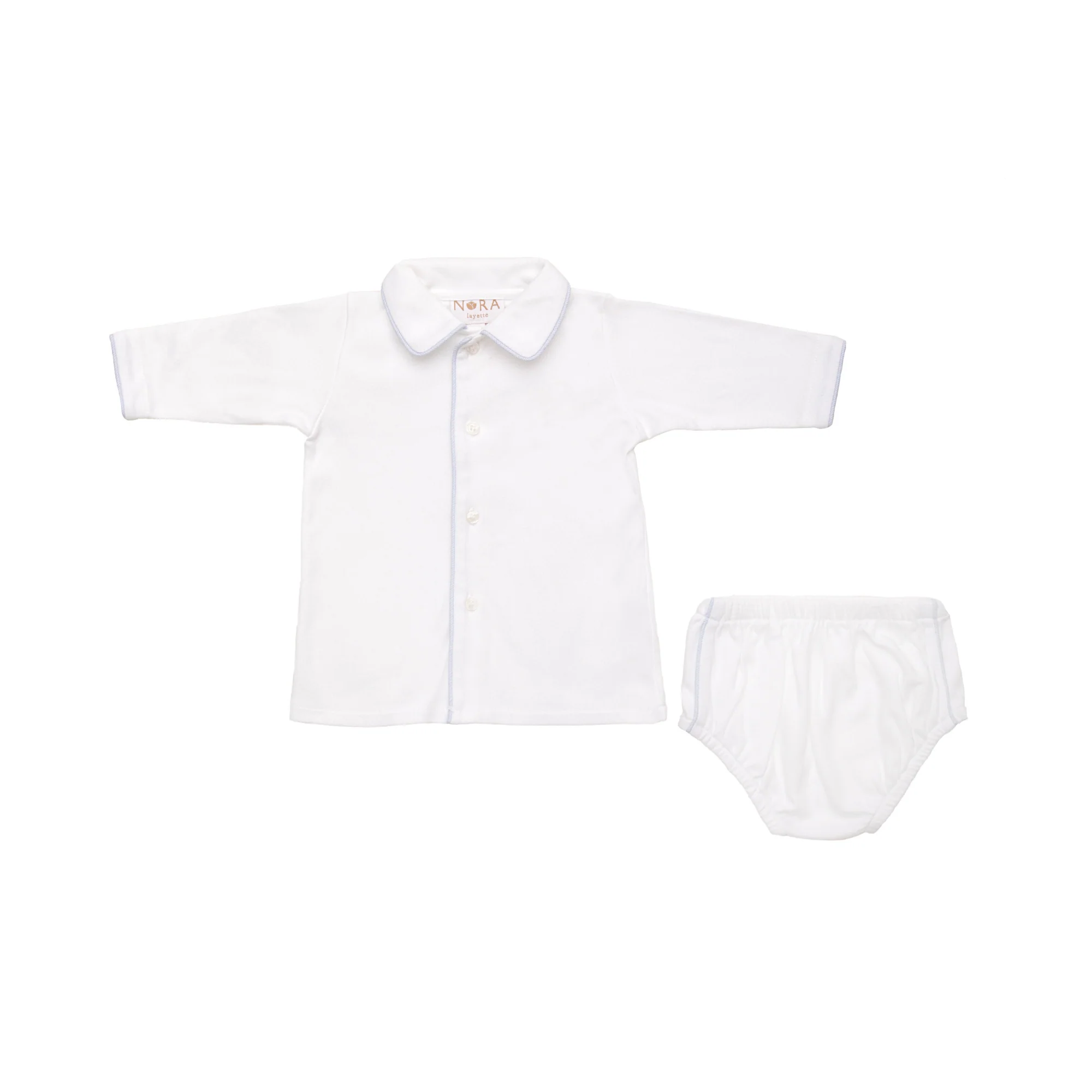 BABY COTTON KNIT LONG SLEEVE DIAPER SET - Image 2