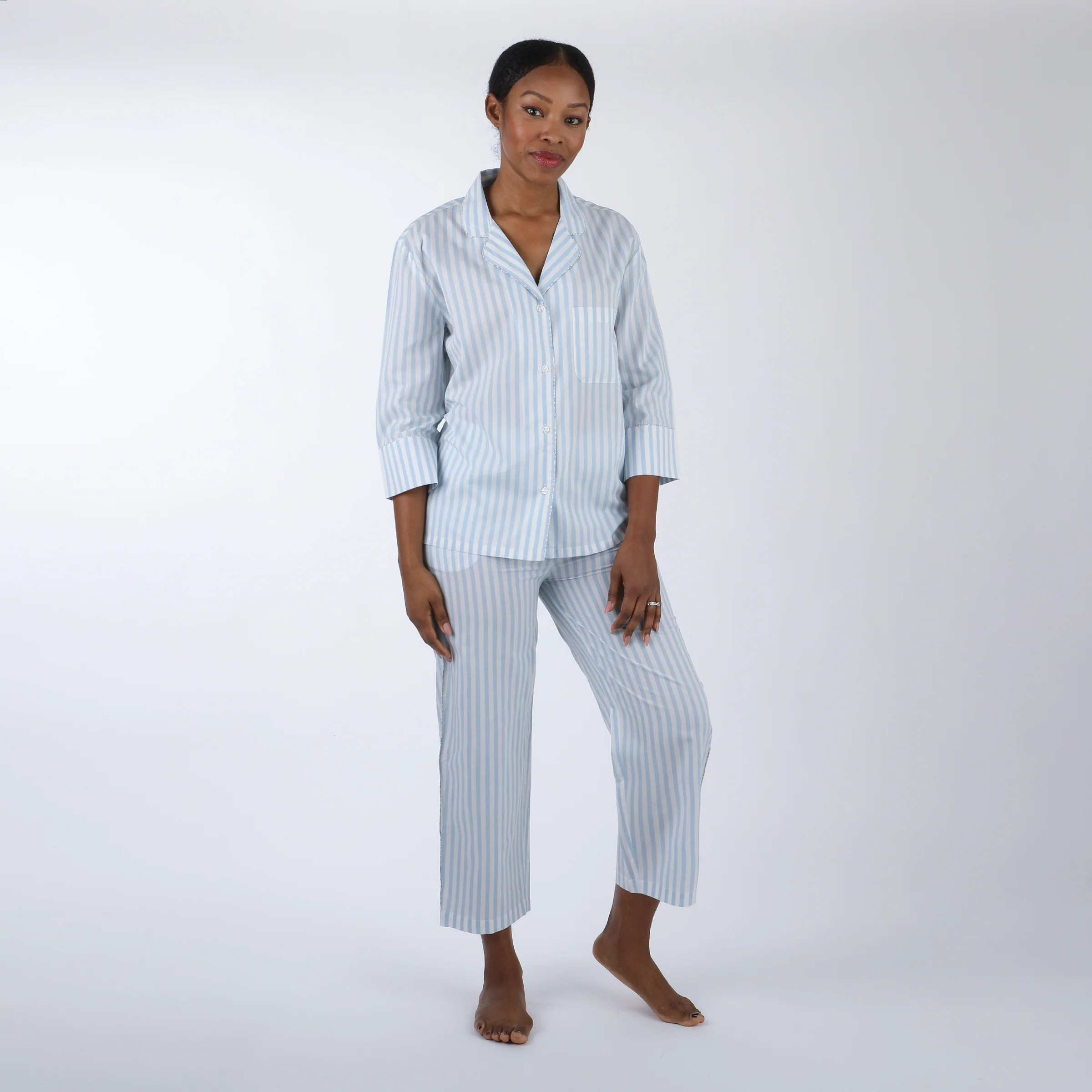 CLASSIC COTTON STRIPED CAPRI PAJAMAS - Image 4