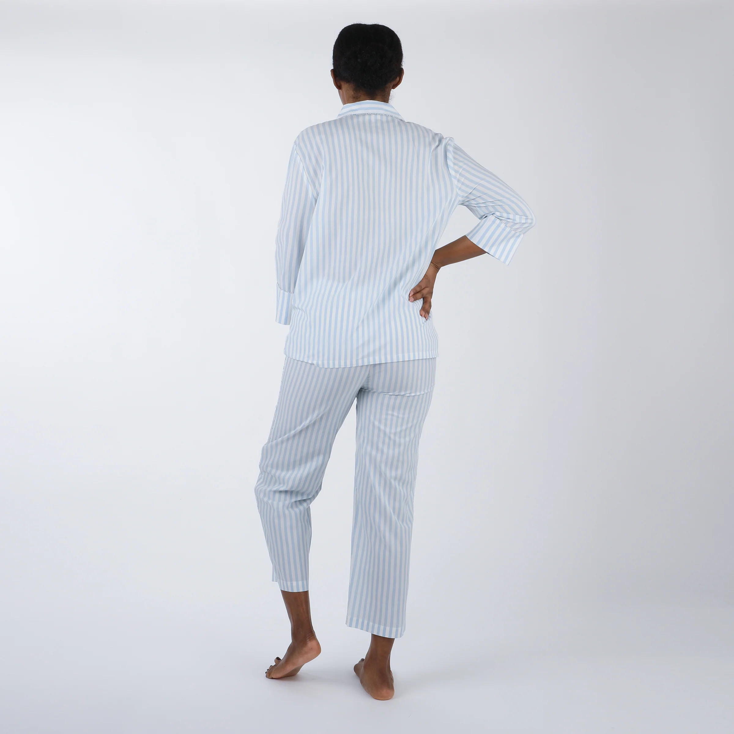 CLASSIC COTTON STRIPED CAPRI PAJAMAS - Image 7