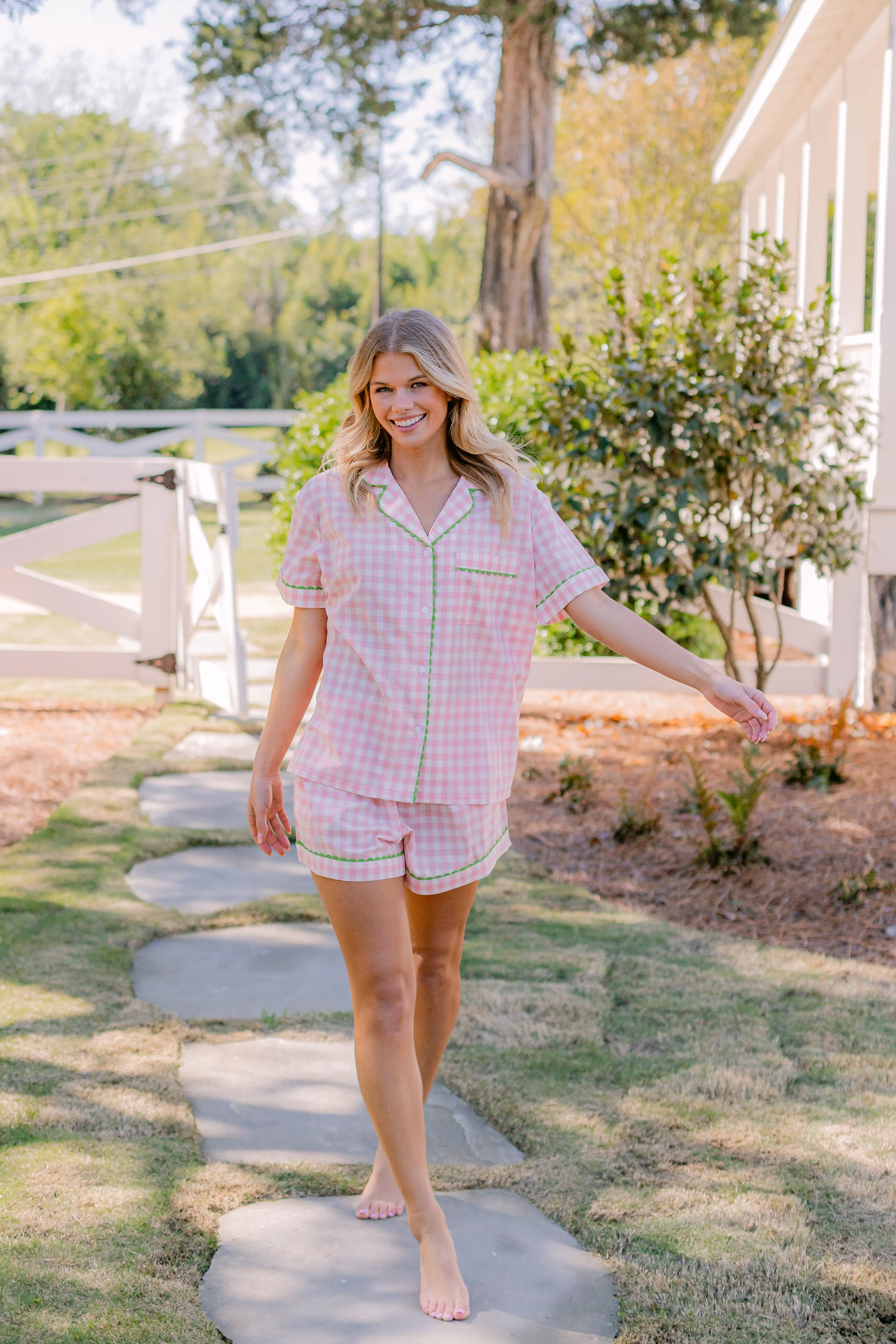CLASSIC GINGHAM CHECK SHORT PAJAMAS W/ RIC RAK TRIM - Image 3