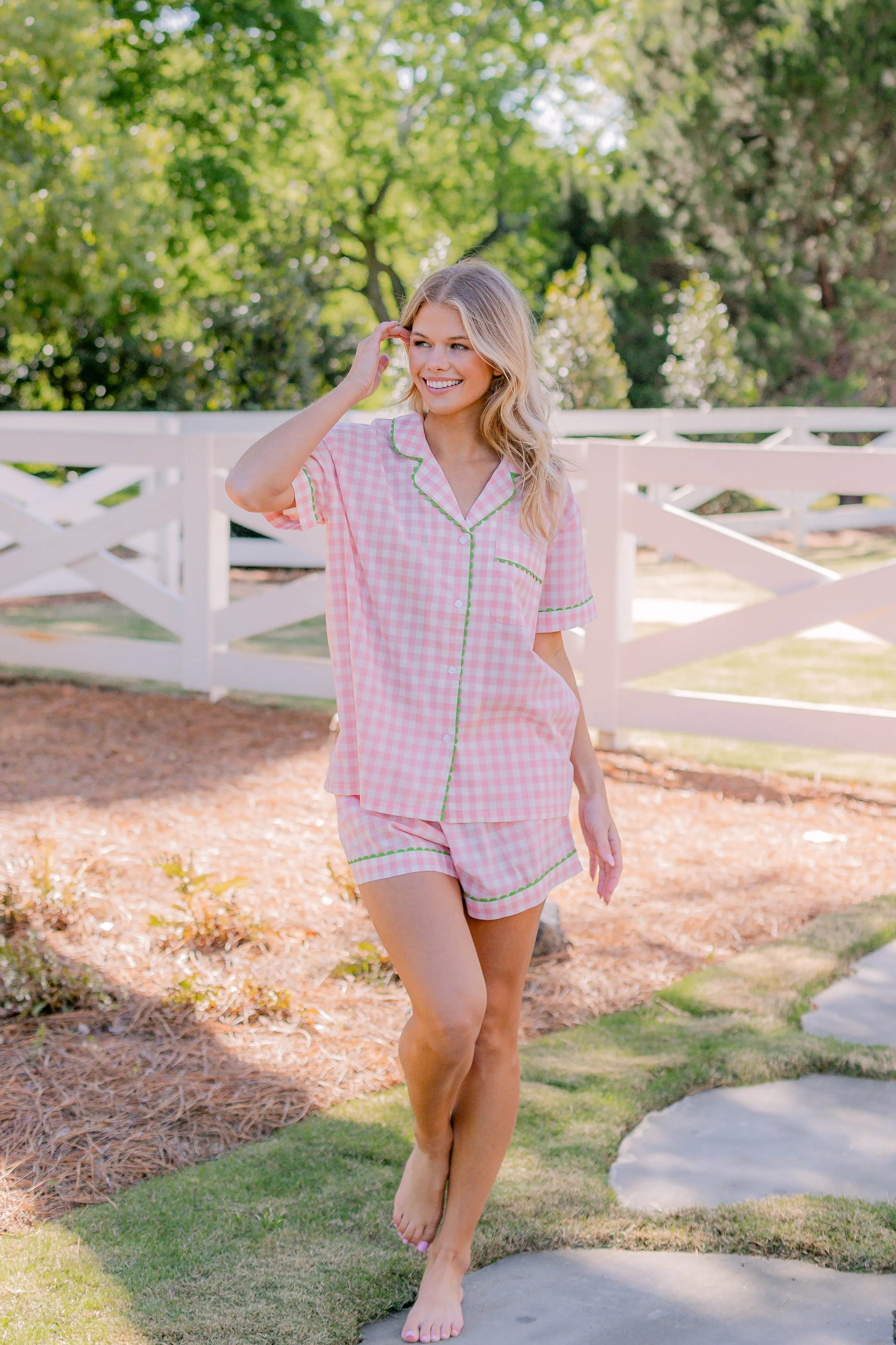 CLASSIC GINGHAM CHECK SHORT PAJAMAS W/ RIC RAK TRIM - Image 4