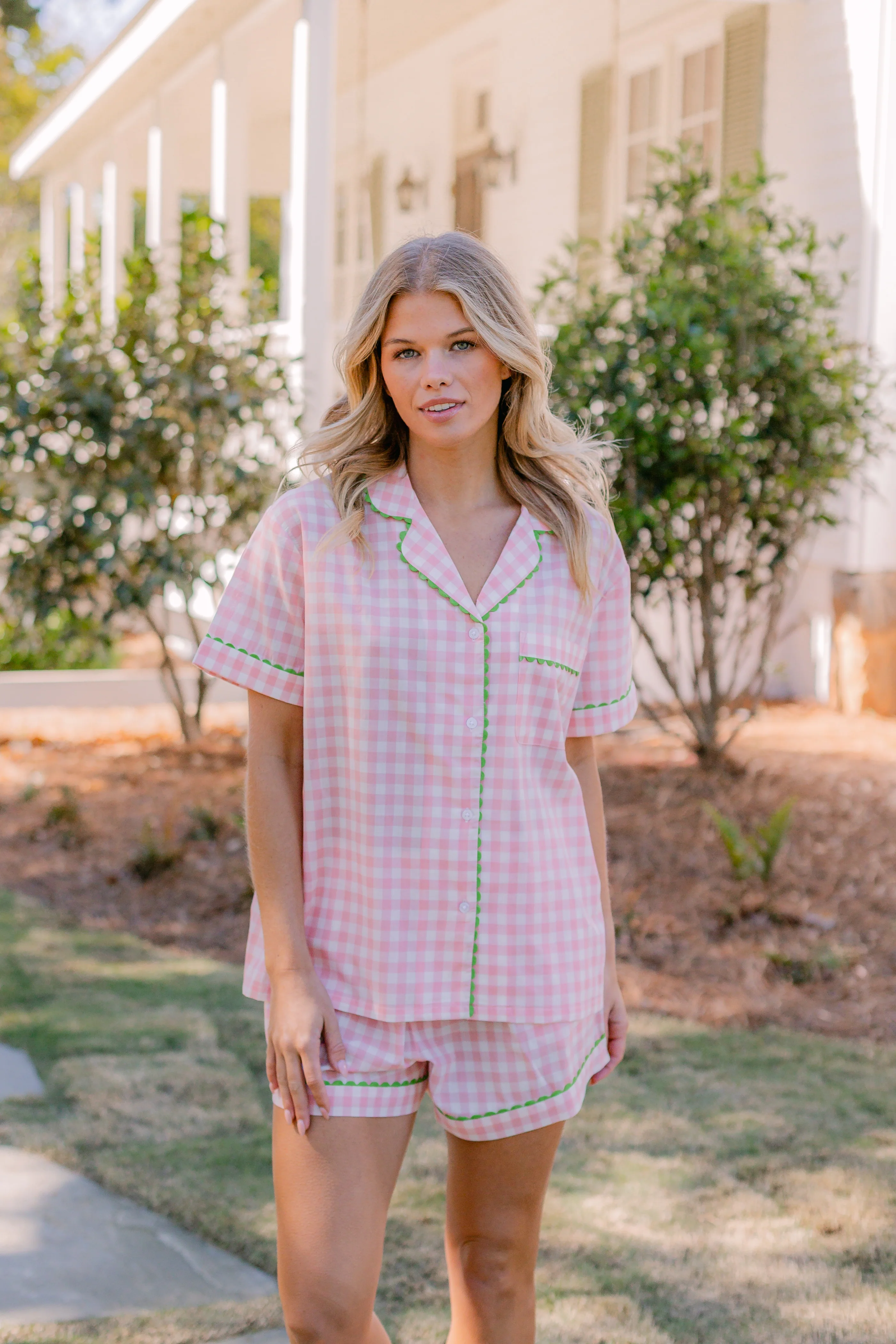 CLASSIC GINGHAM CHECK SHORT PAJAMAS W/ RIC RAK TRIM - Image 7