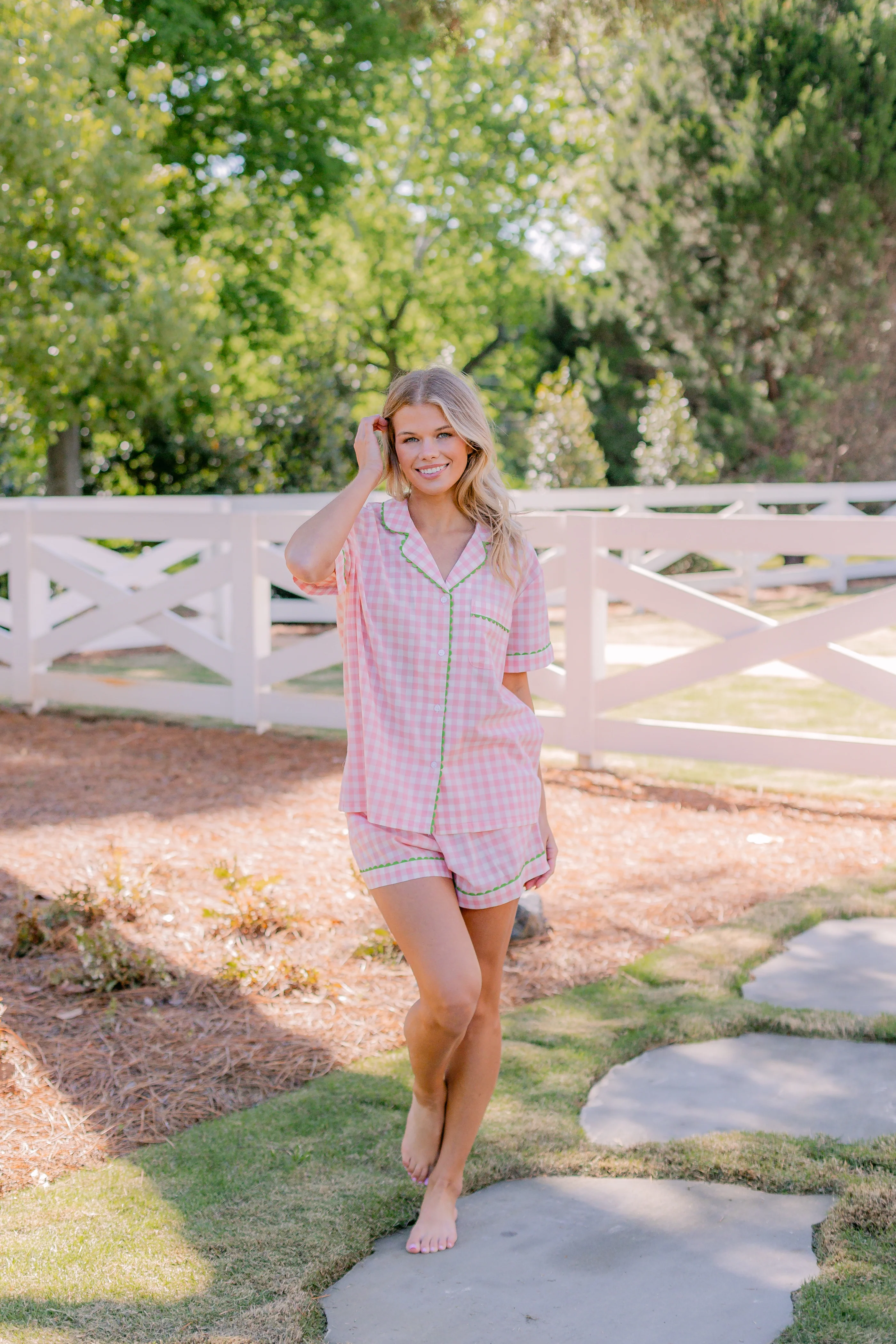 CLASSIC GINGHAM CHECK SHORT PAJAMAS W/ RIC RAK TRIM - Image 8