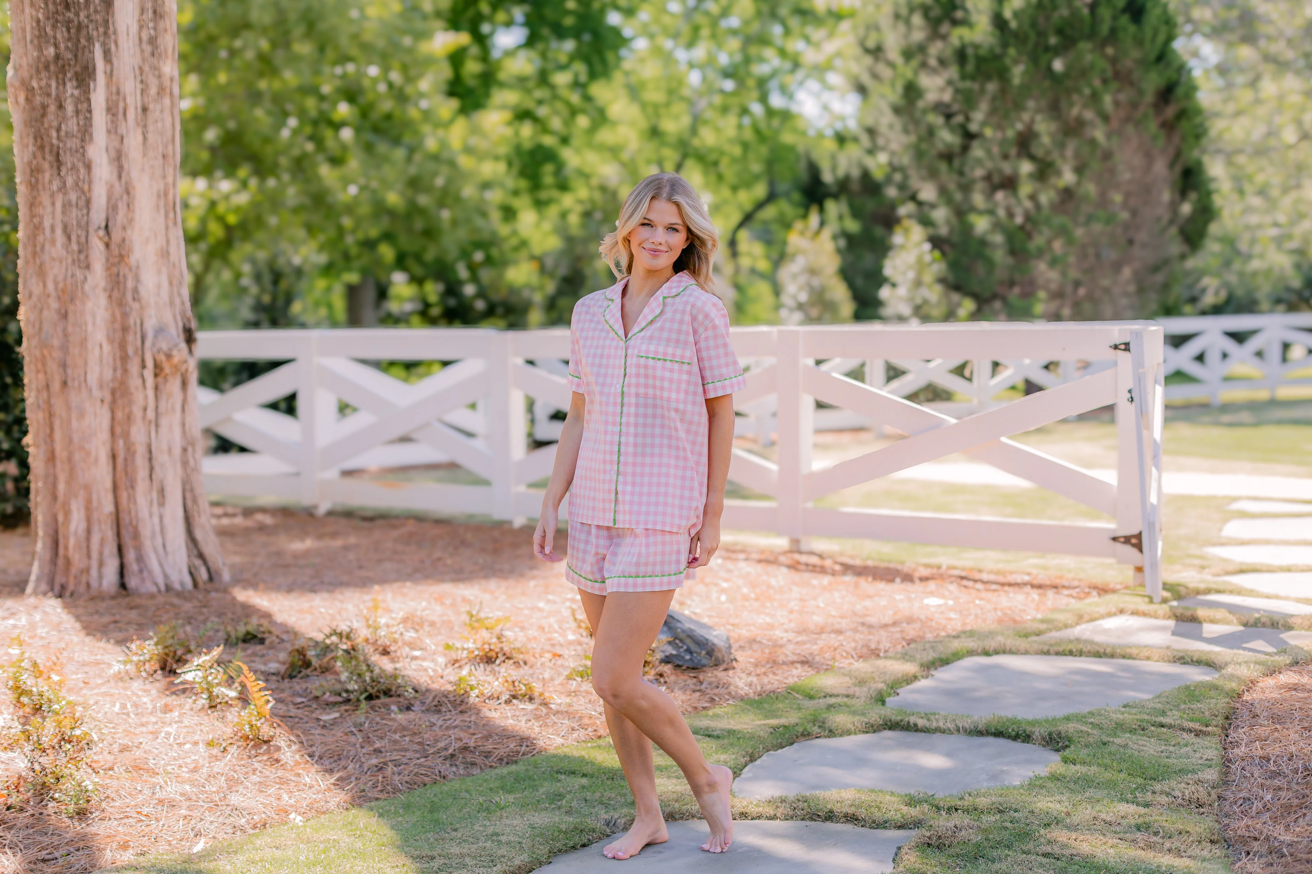 CLASSIC GINGHAM CHECK SHORT PAJAMAS W/ RIC RAK TRIM - Image 9