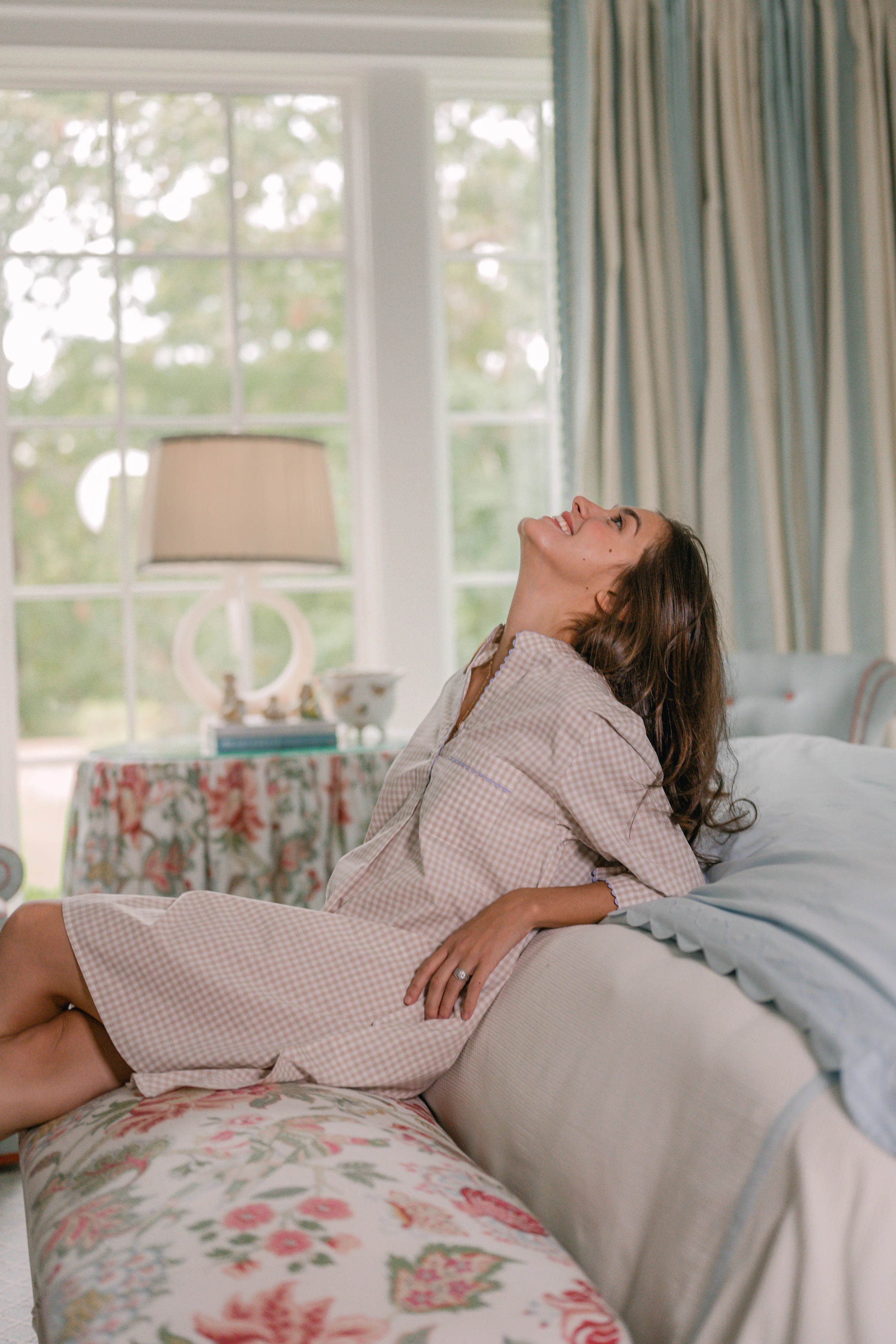 GINGHAM COTTON NIGHTSHIRT WITH RIC RAC TRIM - Image 25