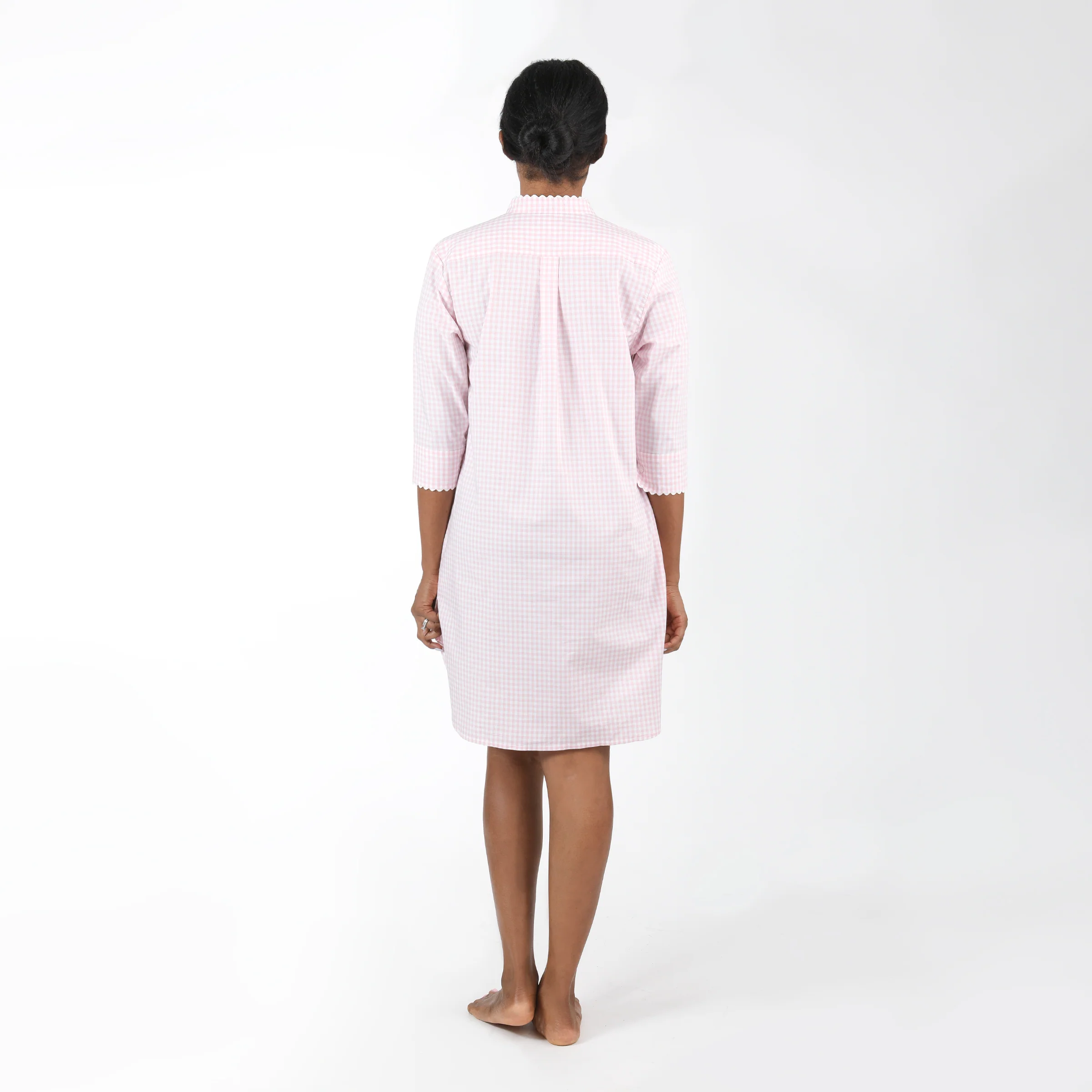 GINGHAM COTTON NIGHTSHIRT WITH RIC RAC TRIM - Image 6