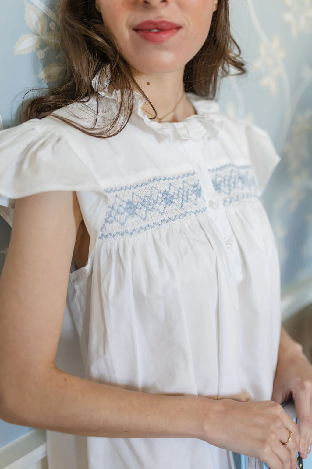 EMILY COTTON SMOCKED NIGHTGOWN - Image 10