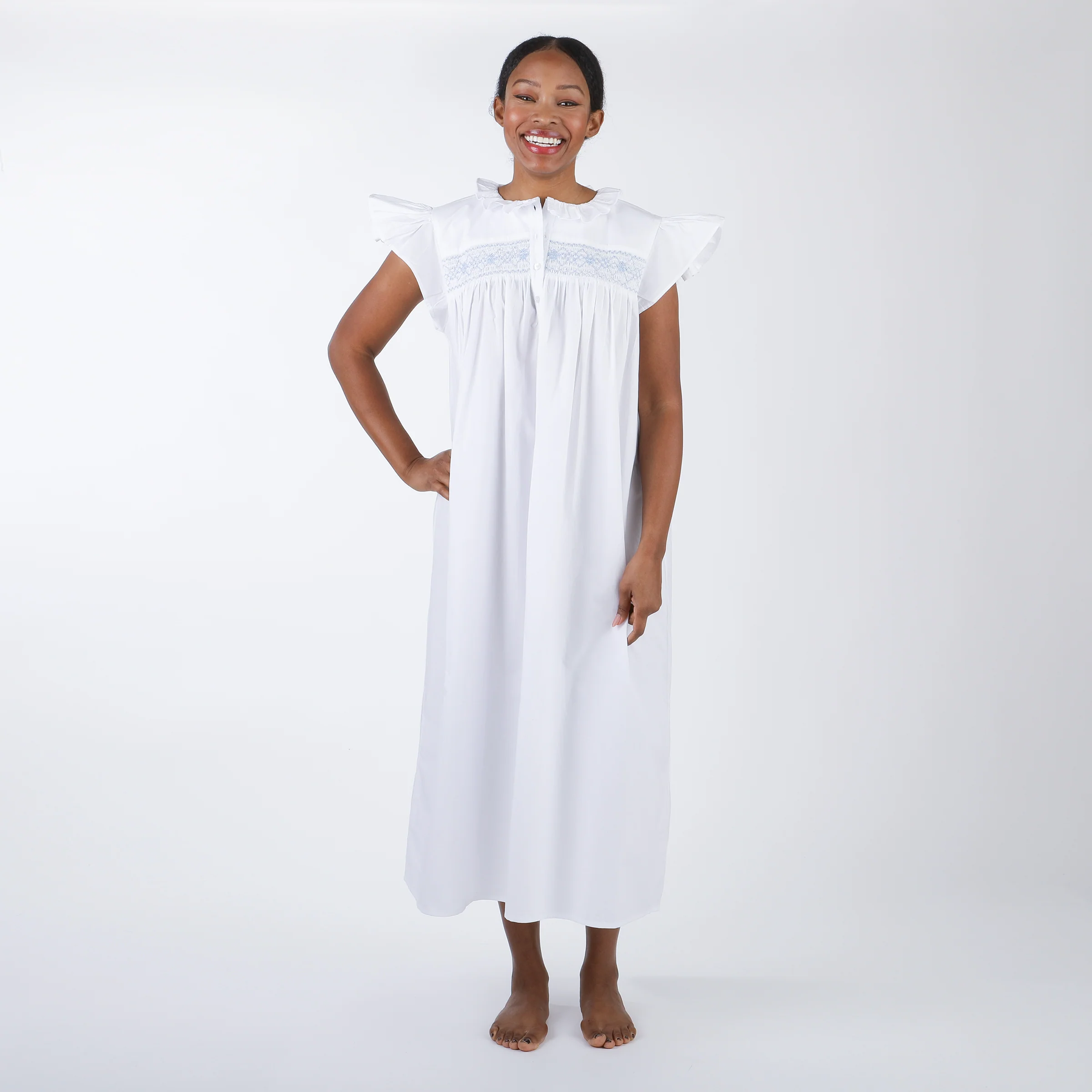 EMILY COTTON SMOCKED NIGHTGOWN - Image 4