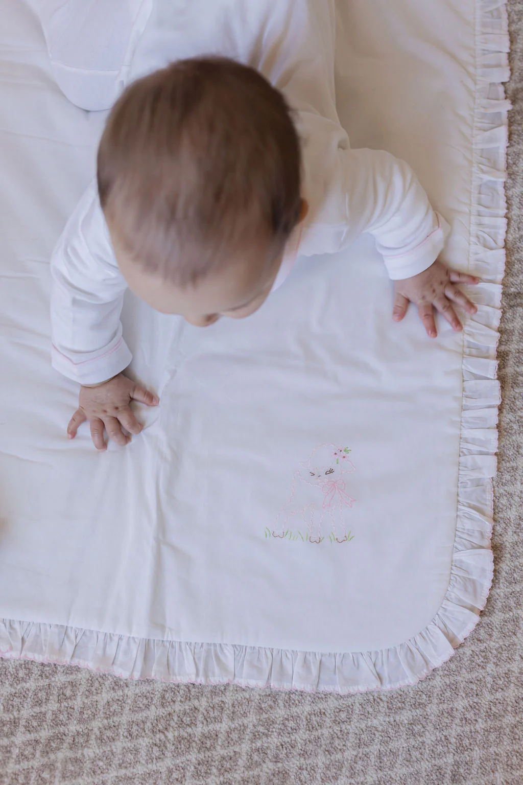 BABY LAMB & BEE COTTON STROLLER BLANKET - Image 5