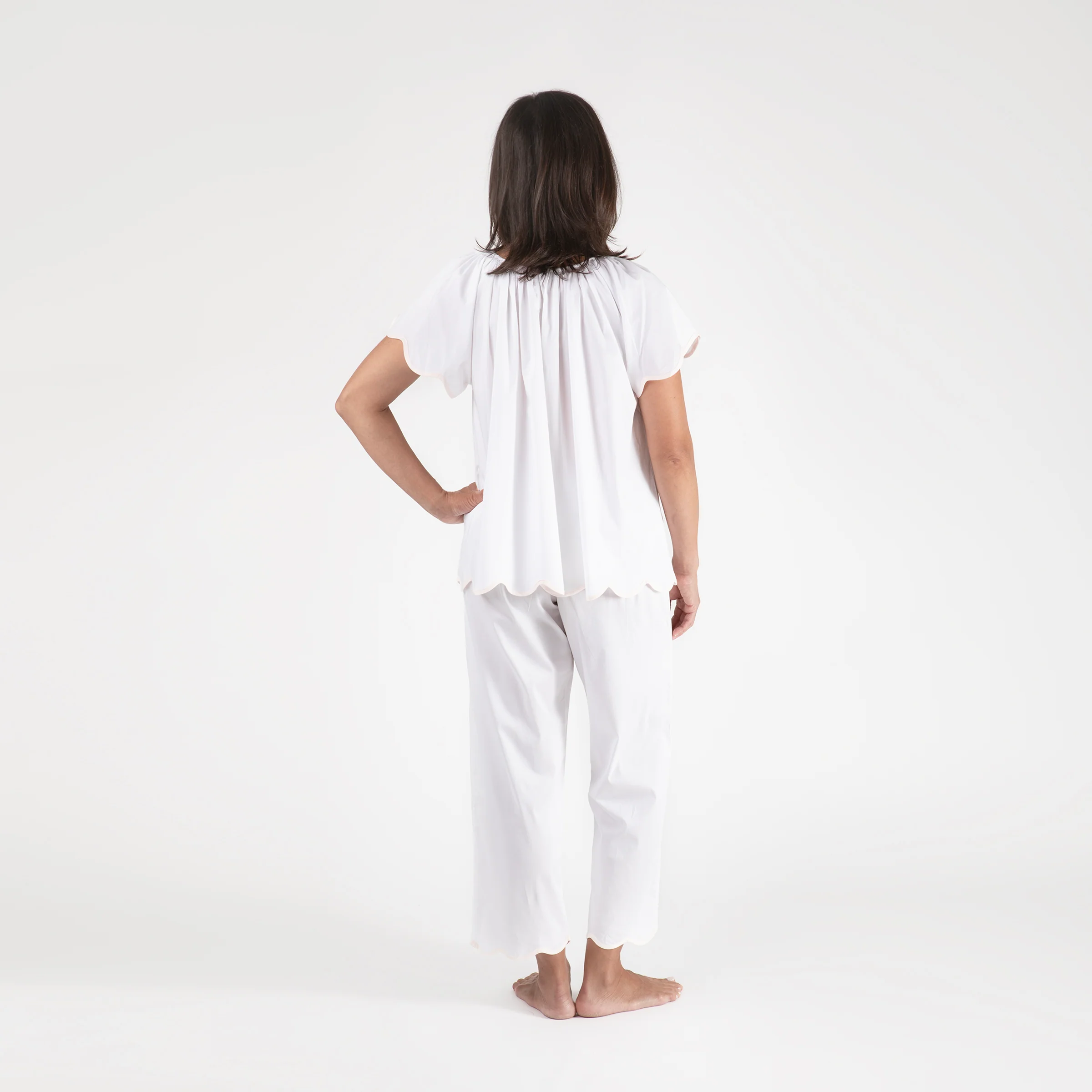 VANDY SCALLOPED TAPE TRIM COTTON SHORT SLEEVE PAJAMAS - Image 3