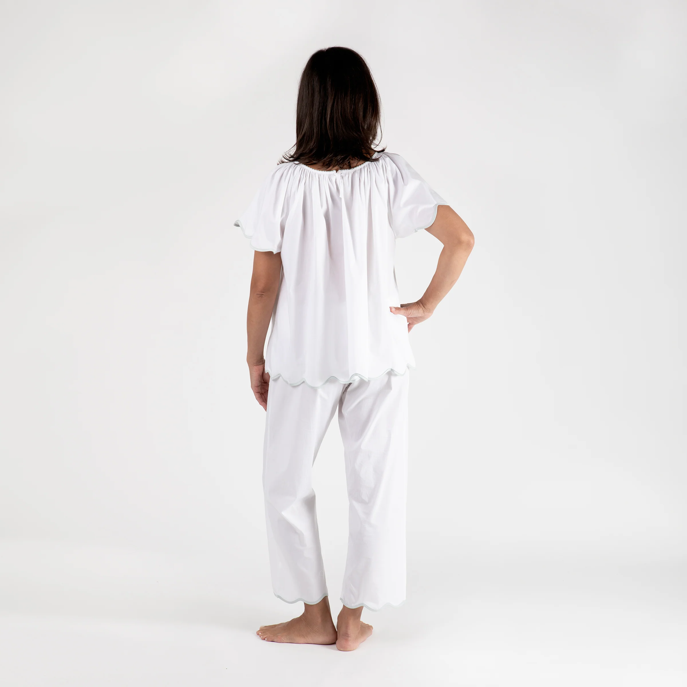 VANDY SCALLOPED TAPE TRIM COTTON SHORT SLEEVE PAJAMAS - Image 7