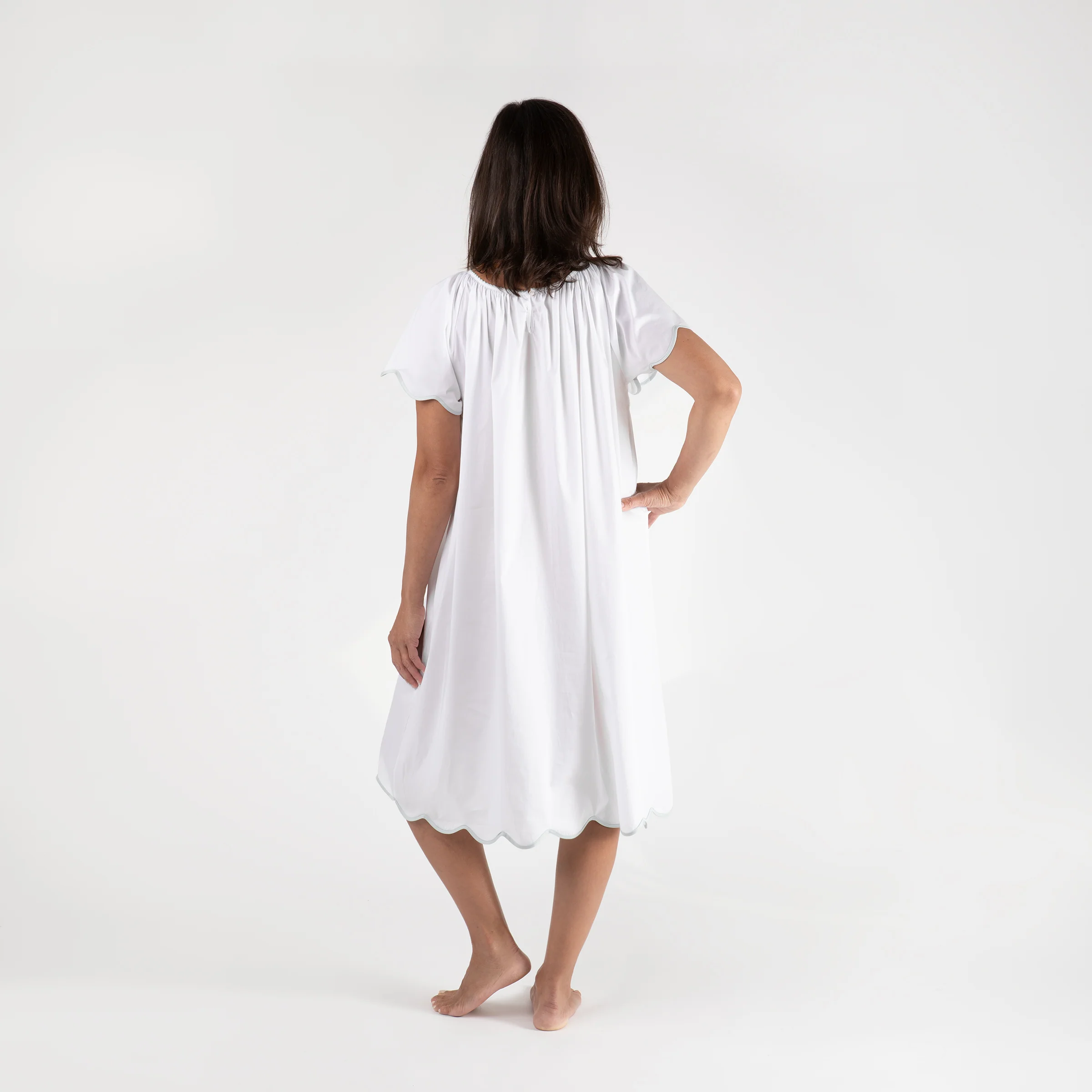 VANDY SCALLOPED TAPE TRIM COTTON NIGHTGOWN - Image 3