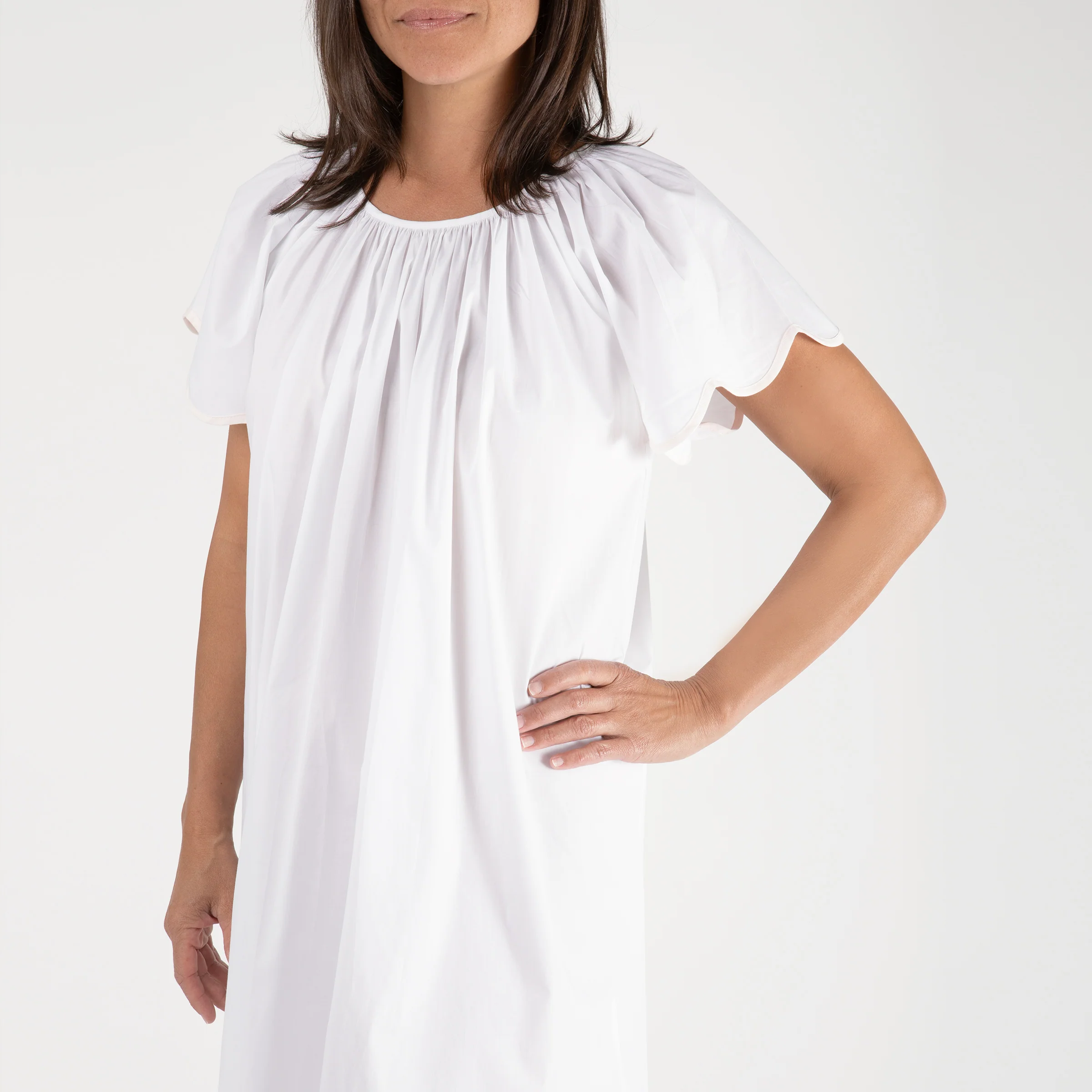 VANDY SCALLOPED TAPE TRIM COTTON NIGHTGOWN - Image 4