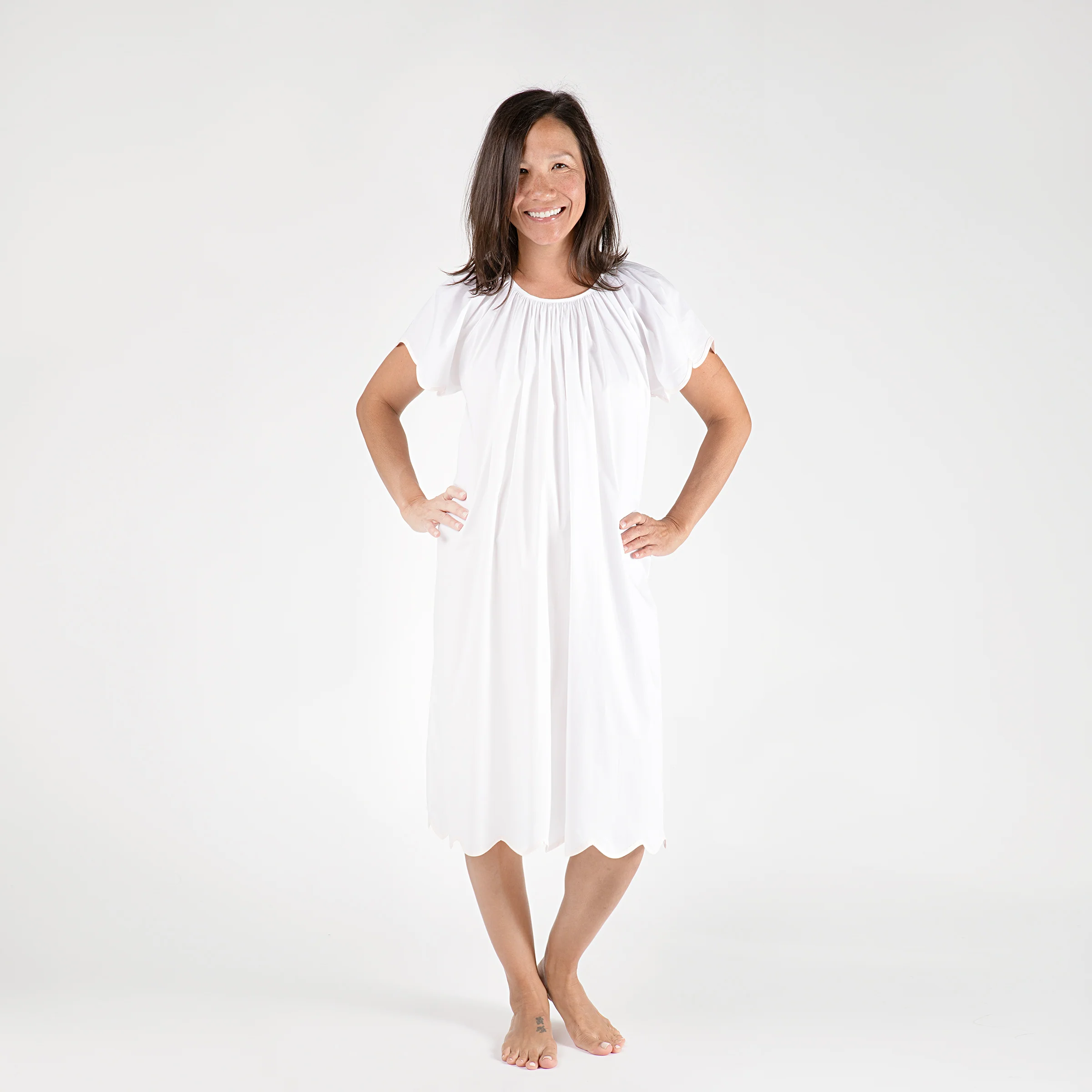 VANDY SCALLOPED TAPE TRIM COTTON NIGHTGOWN - Image 5