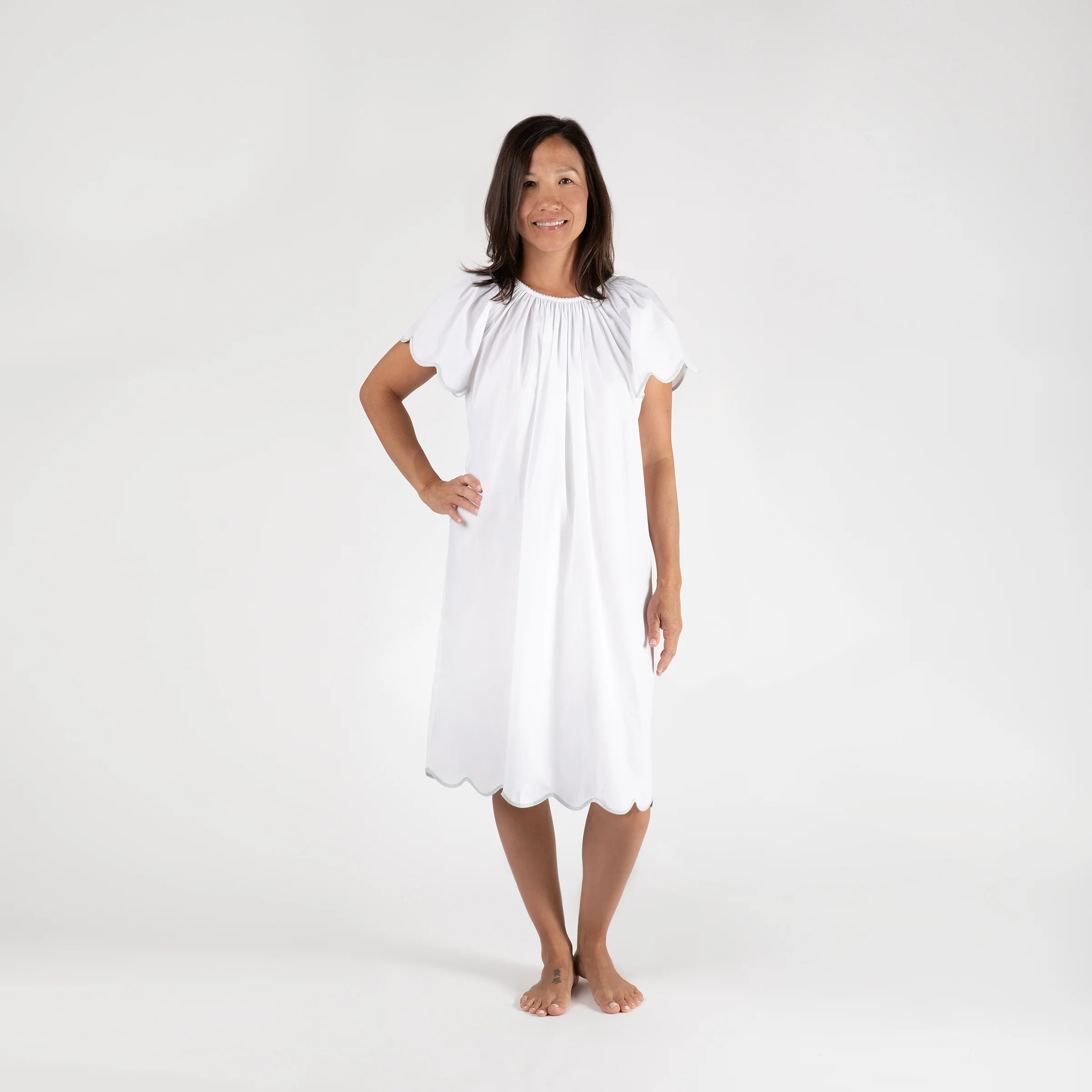 VANDY SCALLOPED TAPE TRIM COTTON NIGHTGOWN - Image 6