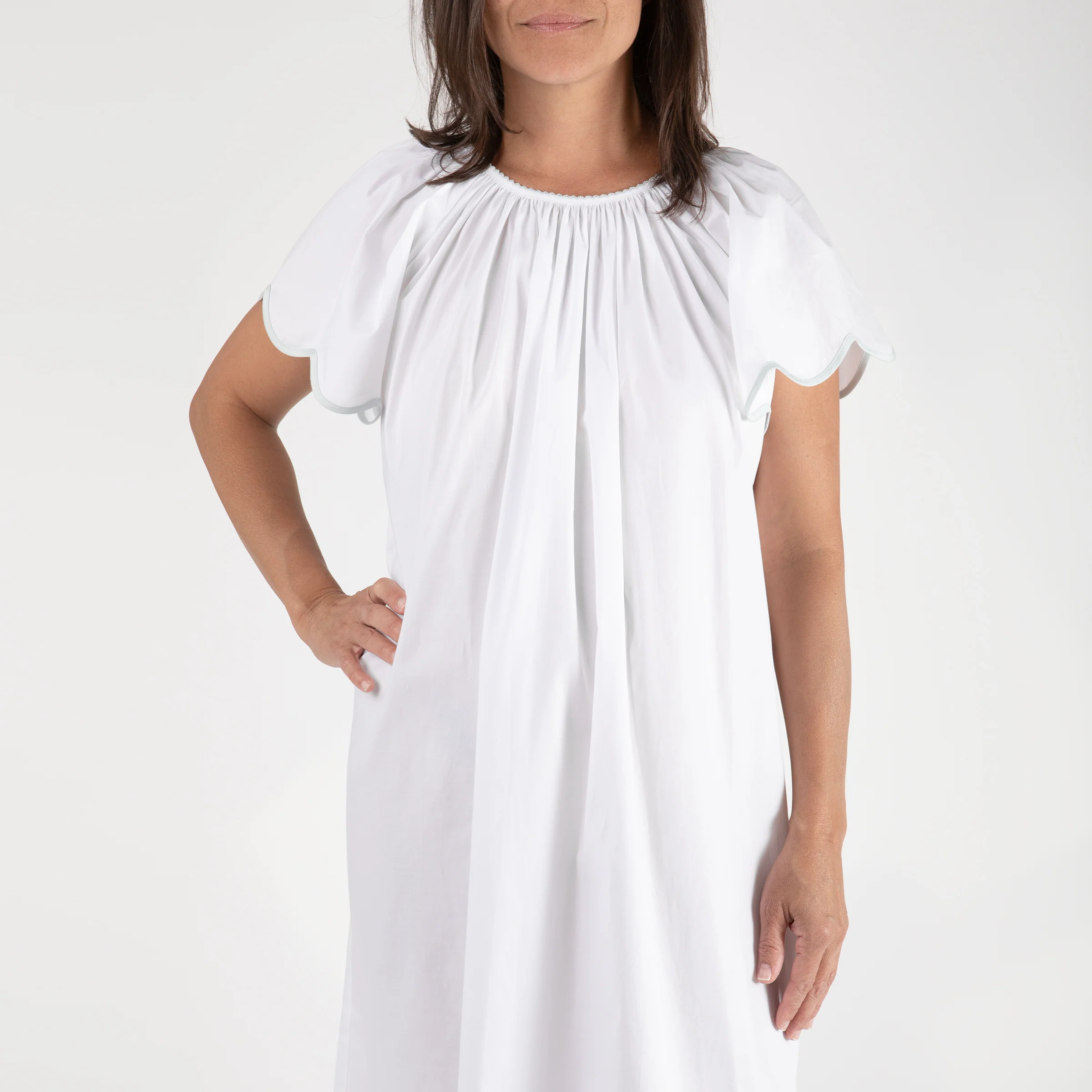 VANDY SCALLOPED TAPE TRIM COTTON NIGHTGOWN - Image 7