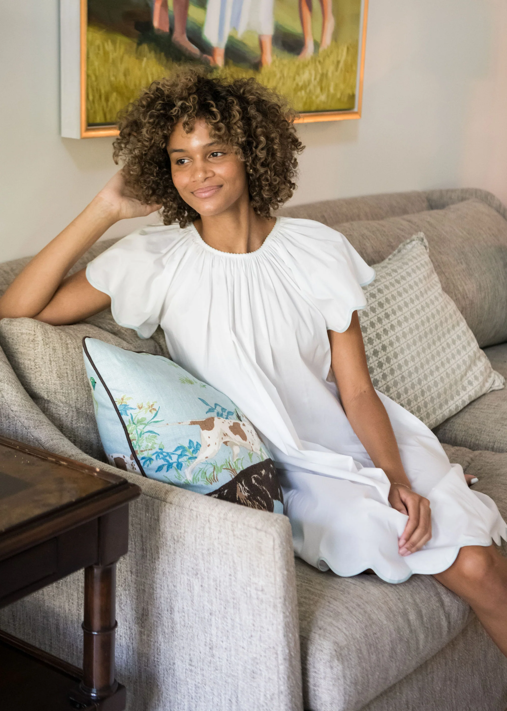 VANDY SCALLOPED TAPE TRIM COTTON NIGHTGOWN - Image 8