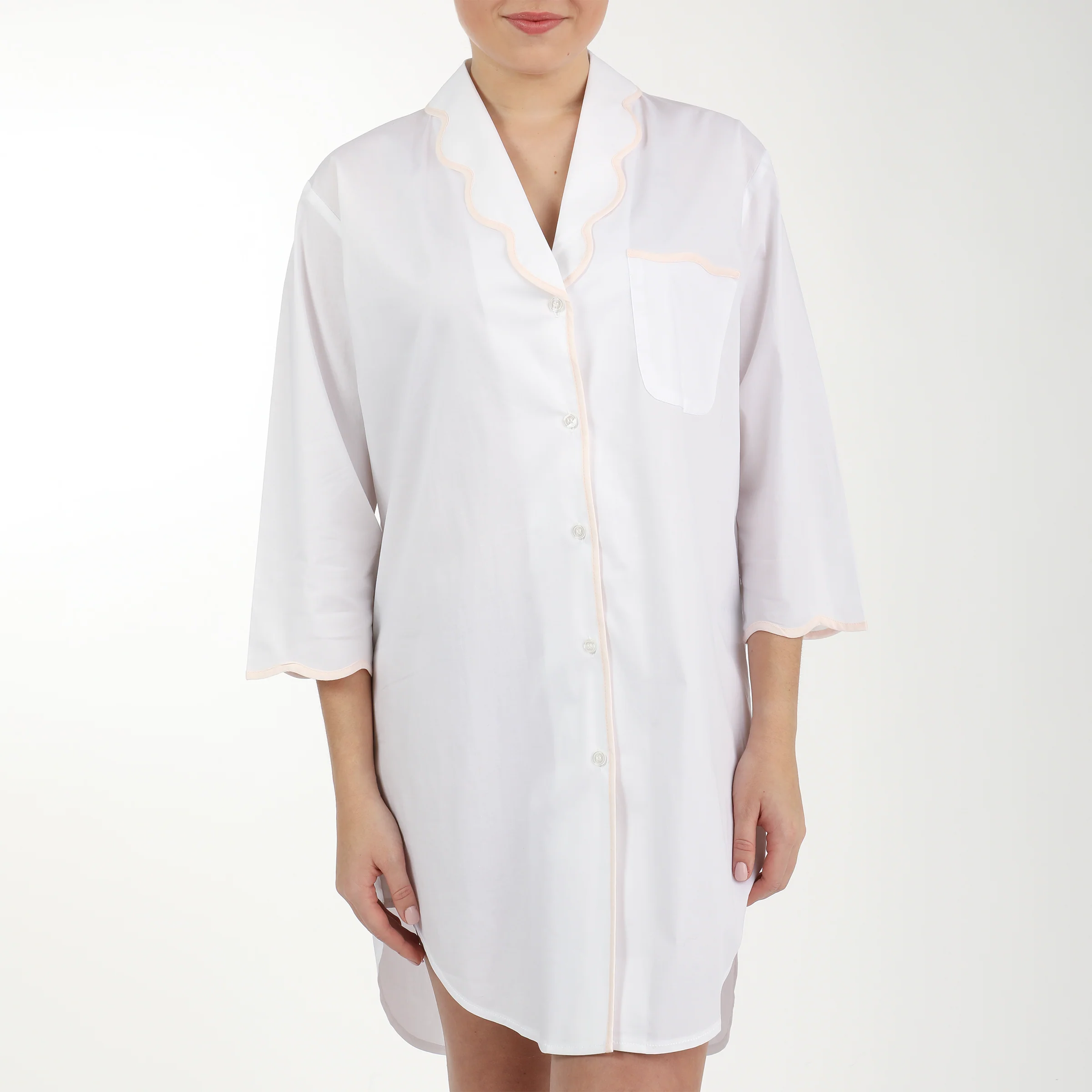 VANDY SCALLOPED TAPE TRIM COTTON NIGHTSHIRT - Image 8
