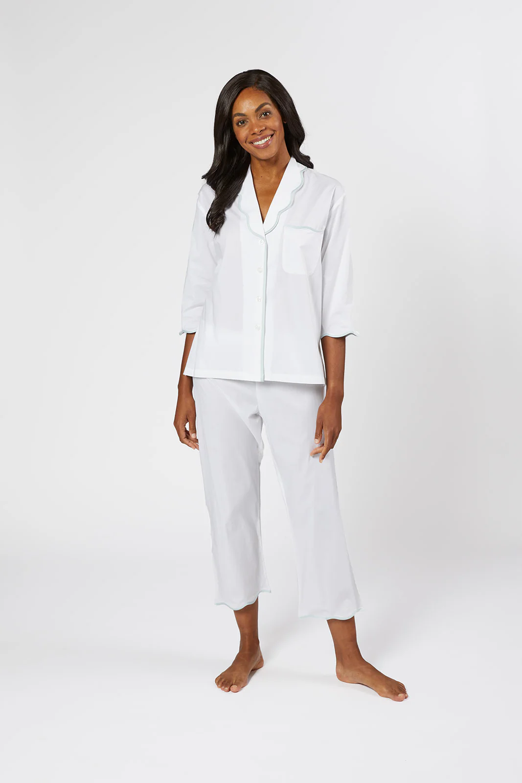 VANDY SCALLOPED TAPE TRIM COTTON PAJAMAS - Image 3