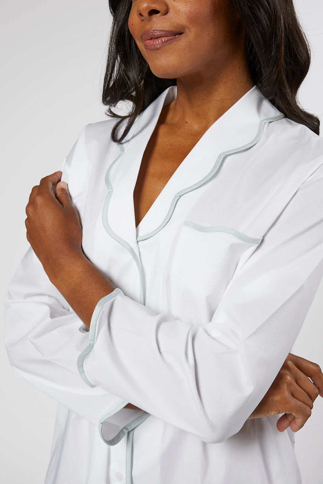 VANDY SCALLOPED TAPE TRIM COTTON PAJAMAS - Image 4