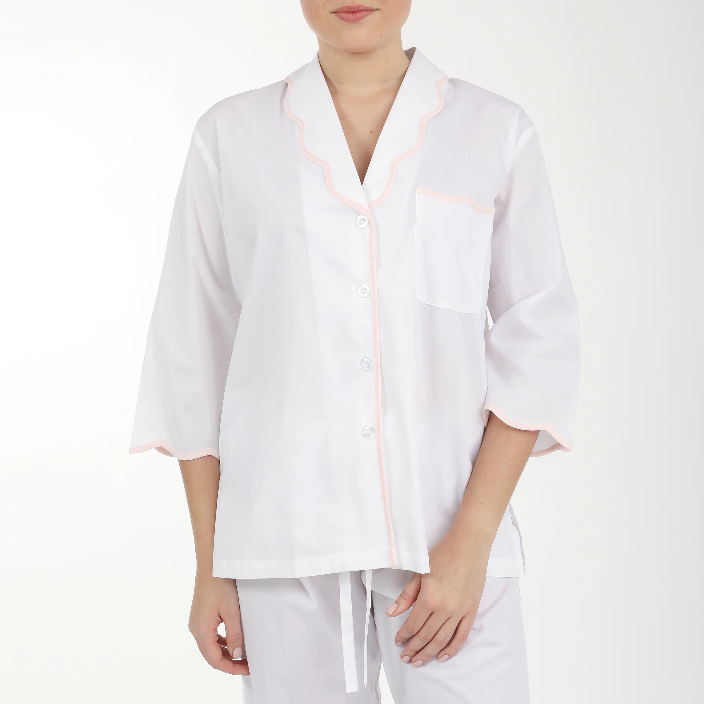 VANDY SCALLOPED TAPE TRIM COTTON PAJAMAS - Image 7