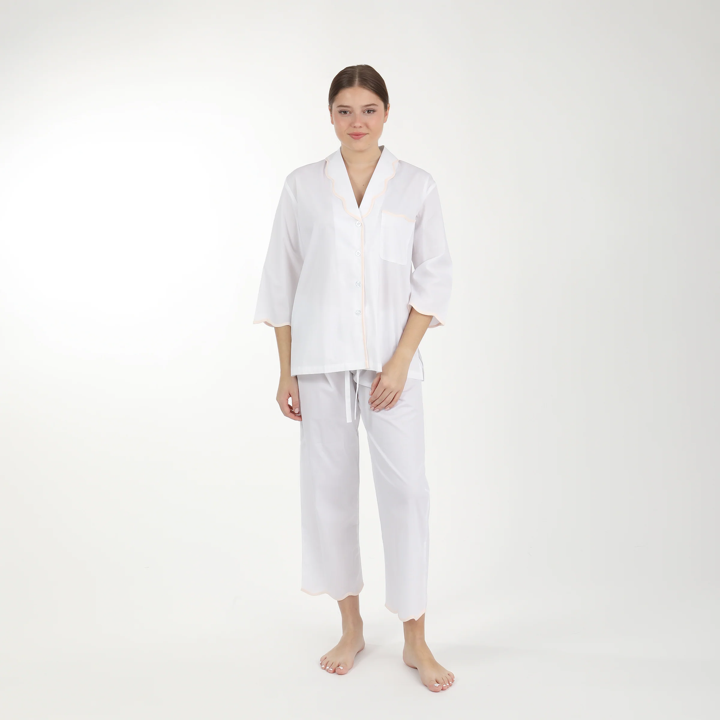 VANDY SCALLOPED TAPE TRIM COTTON PAJAMAS - Image 8