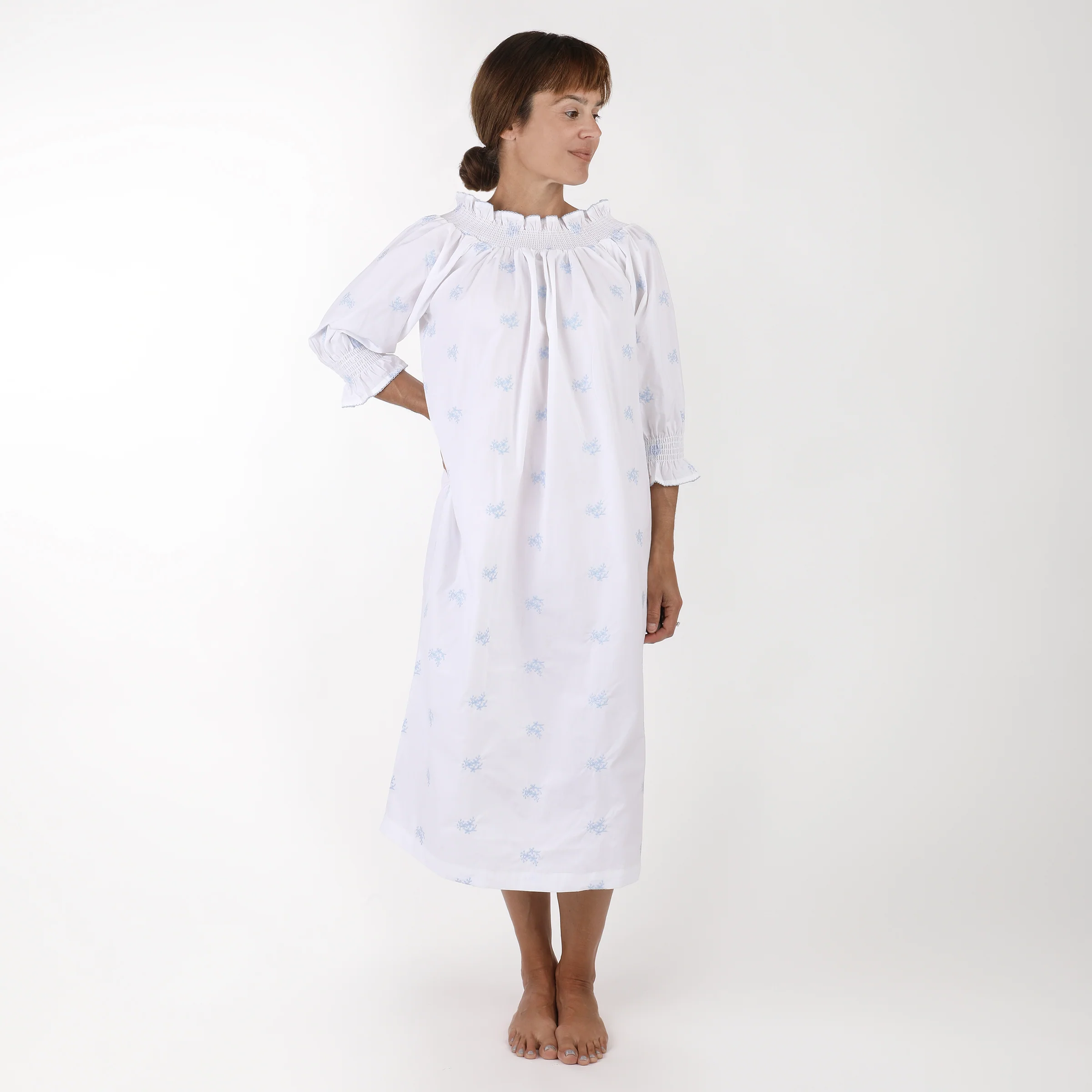 NANCY COTTON EMBROIDERED LONG SLEEVE NIGHTGOWN - Image 3