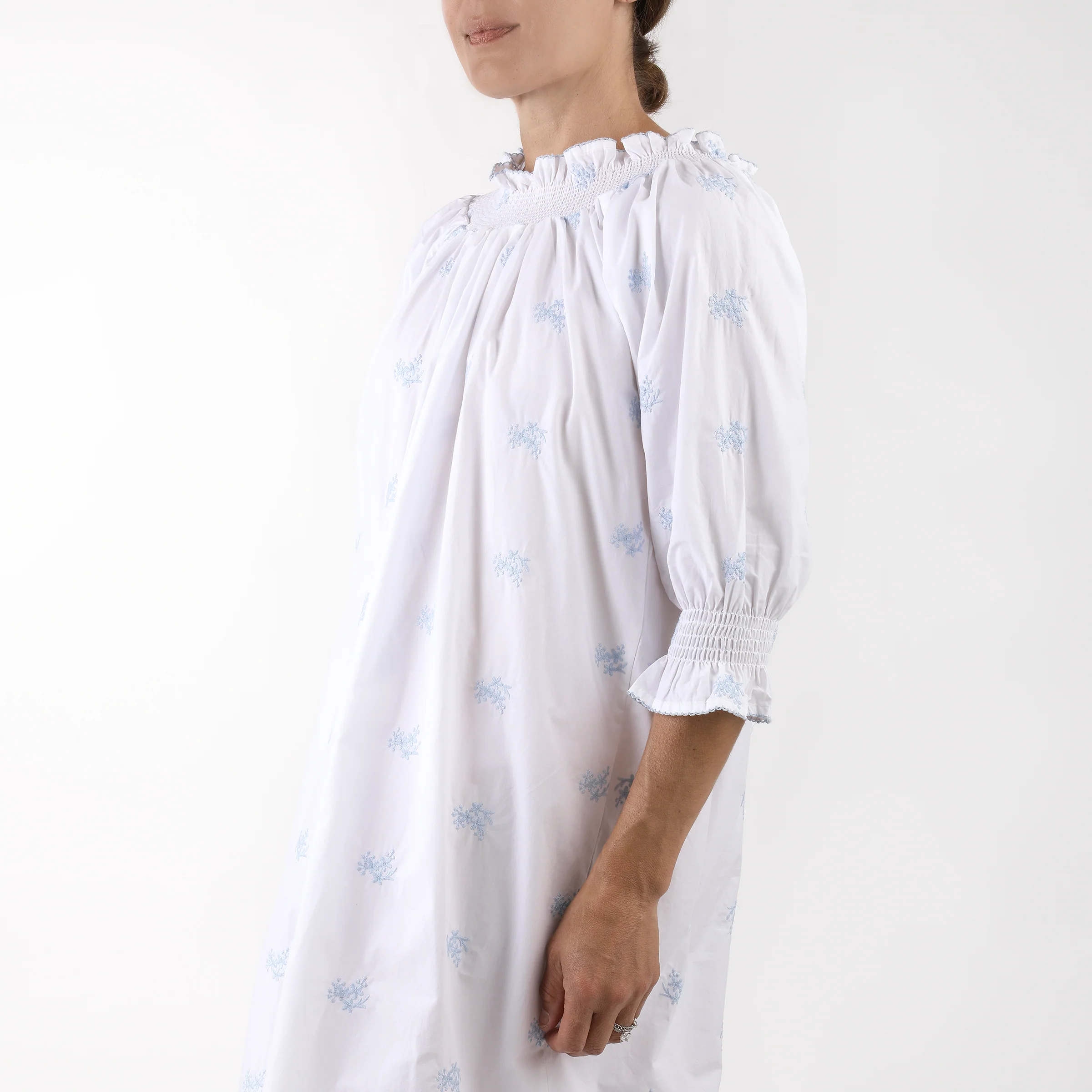 NANCY COTTON EMBROIDERED LONG SLEEVE NIGHTGOWN - Image 5