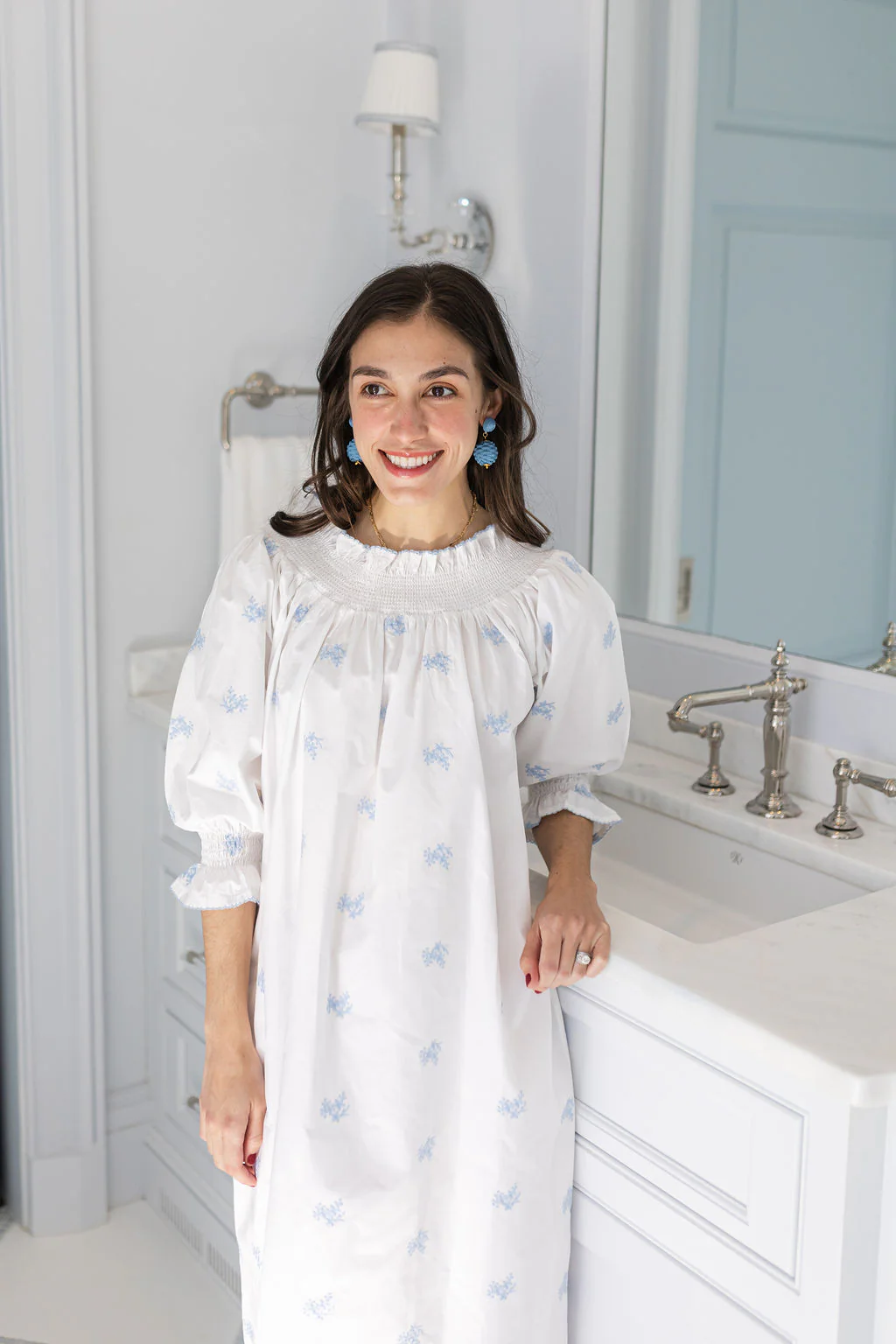 NANCY COTTON EMBROIDERED LONG SLEEVE NIGHTGOWN - Image 8