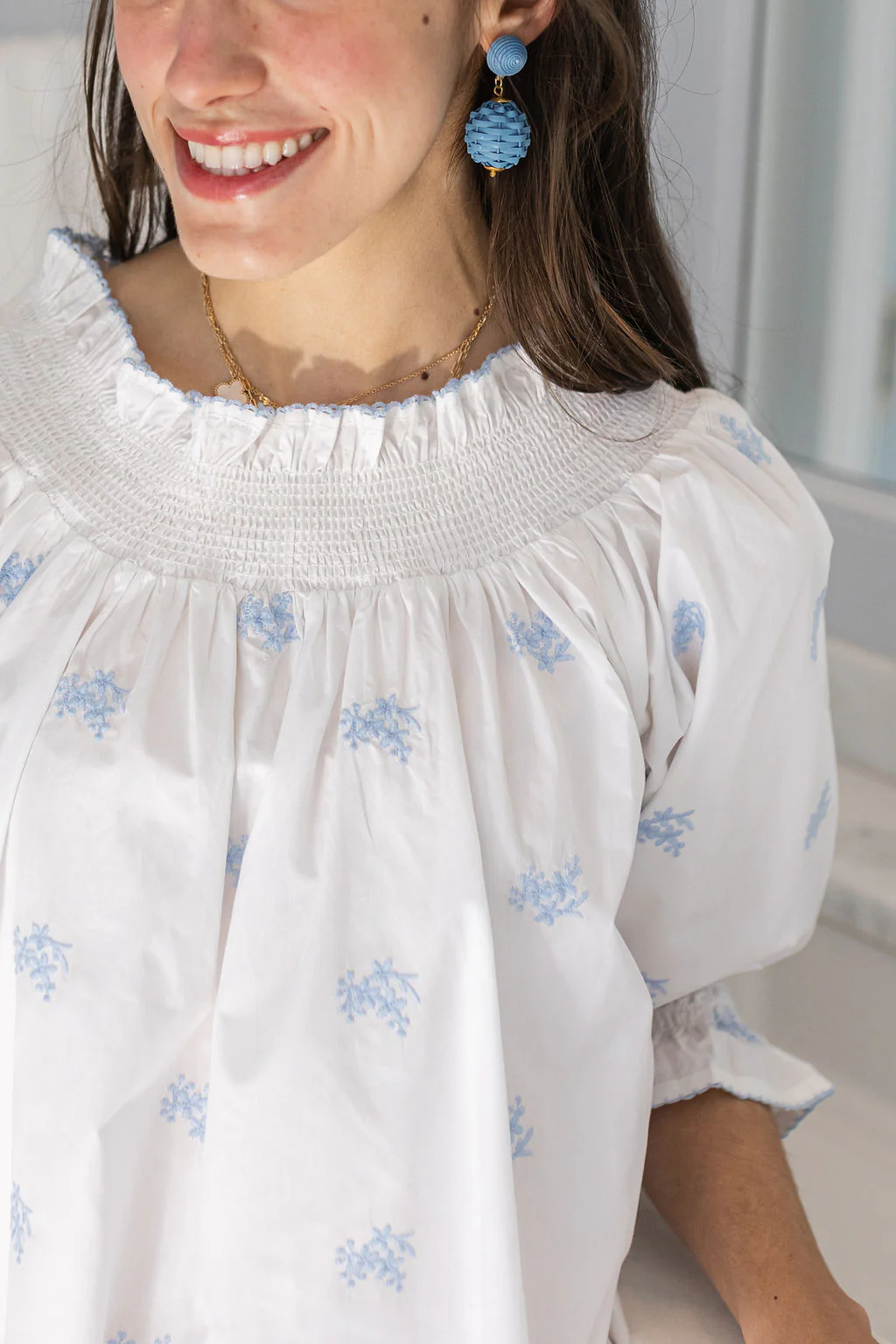 NANCY COTTON EMBROIDERED LONG SLEEVE NIGHTGOWN - Image 9